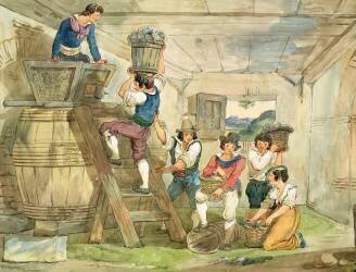 Vendangeurs transportant les raisins au pressoir (Achille Pinelli) - Muzeo.com