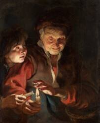 Vieille femme et garçon avec des bougies (Pierre Paul Rubens) - Muzeo.com