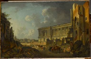 Vue de fantaisie de la colonnade du Louvre (Pierre-Antoine Demachy) - Muzeo.com