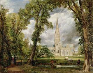 Vue de la Cathédrale de Salisbury depuis le Terrain des Evêques (John Constable) - Muzeo.com