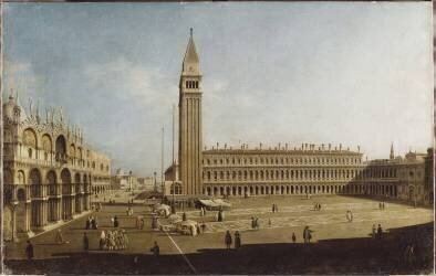 Vue de la place San Marco à Venise, de la piazzetta et de l'église San Giorgio (Canaletto) - Muzeo.com