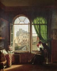 Vue de l'église Saint-Eustache à partir d'une maison de la rue Platrière ou, l'intérieur de l'artiste (Martin Drolling) - Muzeo.com