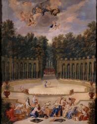 Vue de l'entrée du bosquet du Théâtre d'Eau dans les jardins de Versailles (Jean Cotelle the Younger) - Muzeo.com