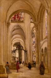 Vue de l'intérieur de la cathédrale de Sens (Jean-Baptiste Camille Corot) - Muzeo.com