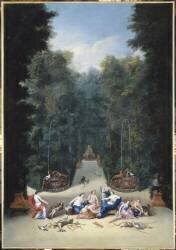 Vue de l'intérieur du bosquet du Labyrinthe dans les jardins de Versailles vers 168-1691 (Jean Cotelle the Younger) - Muzeo.com