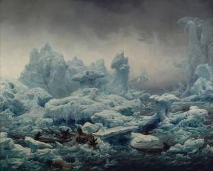 Vue de l'océan glacial, pêche au morse par des Groënlandais (François-Auguste Biard) - Muzeo.com
