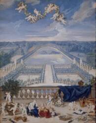 Vue de l'Orangerie et de la Pièce d'eau des Suisses à Versailles (Jean Cotelle the Younger) - Muzeo.com