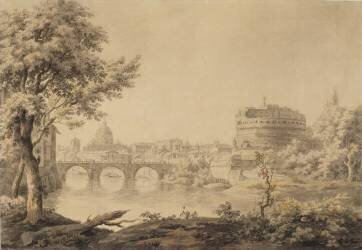 Vue de Rome avec Saint-Pierre et le château Sant'Angelo (Jonathan Skelton) - Muzeo.com