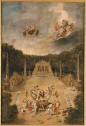 Vue du Bosquet de l'Arc de Triomphe prise du côté du Bassin du Dragon, avec Vénus accueillant Mars (Jean Cotelle le Jeune) - Muzeo.com