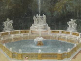 Vue du Bosquet des Dômes dans les jardins de Versailles vers 1688 (détail) (Jean Cotelle le Jeune) - Muzeo.com