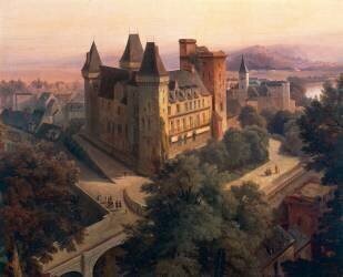 Vue du château de Pau, avant sa restauration par Louis-Philippe et Napoléon III (Jean-Antoine-Siméon Fort) - Muzeo.com