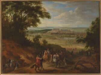 Vue du château de Versailles, prise des hauteurs de Satory (Adam Frans van der Meulen) - Muzeo.com
