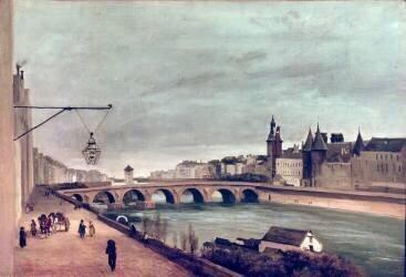 Vue du Pont au Change depuis le Quai de Gesvres (Jean-Baptiste Camille Corot) - Muzeo.com