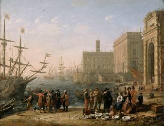 Vue d'un port avec le Capitole (Claude Gellée) - Muzeo.com