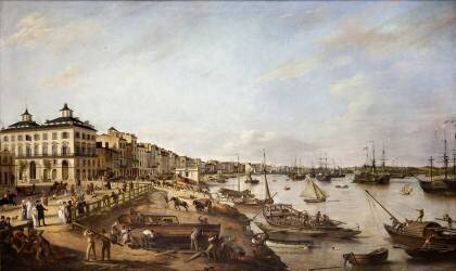 Vue d’une partie du port et des quais de Bordeaux dits des Chartrons et de Bacalan (Pierre Lacour) - Muzeo.com