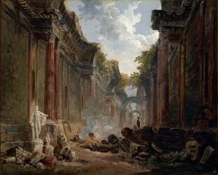 Vue imaginaire de la Grande Galerie du Louvre en ruines (Hubert Robert) - Muzeo.com
