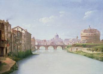 Vue sur le Ponte et Castel Sant'Angelo à Rome (Christoffer Wilhelm Eckersberg) - Muzeo.com