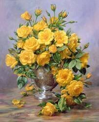 Bright Smile - Roses dans un vase en argent (Albert Williams) - Muzeo.com