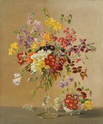 Freesias et primevères (Albert Williams) - Muzeo.com