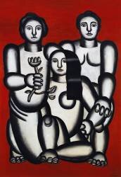 Trois filles sur fond rouge (Fernand Léger) - Muzeo.com