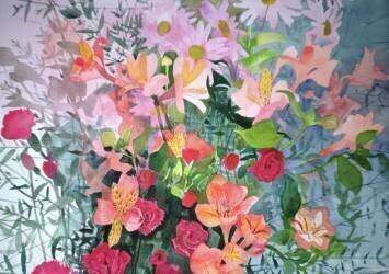 Un bouquet rose (Claire Spencer) - Muzeo.com
