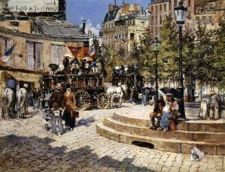 A Busy Paris Square (Félix Buhot) - Muzeo.com