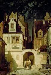 A Corner of a German Town by Moonlight (Carl Spitzweg) - Muzeo.com
