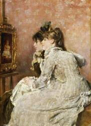 Admiring the Portrait (Alfred Stevens) - Muzeo.com