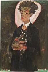 Autoportrait avec gilet de paon debout (Egon Schiele) - Muzeo.com