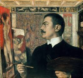 Autoportrait dans l'atelier (Franz von Stuck) - Muzeo.com
