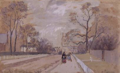 Avenue aboutissant à une église au fond (Camille Pissarro) - Muzeo.com