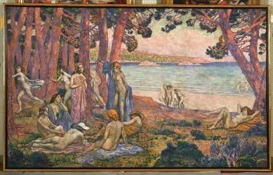 Baigneuses en Bord de Mer (Theo van Rysselberghe) - Muzeo.com