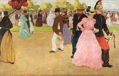 Balade dominicale dans le bois de Boulogne (Henri Evenepoel) - Muzeo.com