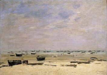 Barges fluviales à marée basse (Eugène Boudin) - Muzeo.com