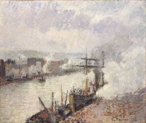 Bateaux à vapeur dans le port de Rouen (Camille Pissarro) - Muzeo.com