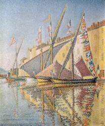 Bateaux à voile dans le port de Saint-Tropez (Paul Signac) - Muzeo.com