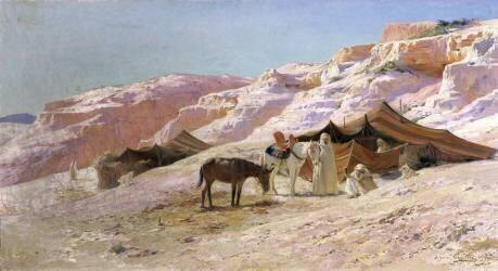 Camp bédouin dans les dunes (Eugène Alexis Girardet) - Muzeo.com