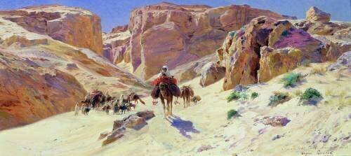 Caravane dans le Desert (Eugène Alexis Girardet) - Muzeo.com