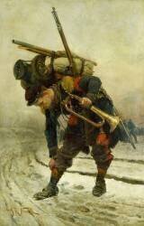 Clairon d'infanterie de marine réajustant sa guêtre, vers 1870 (Alphonse de Neuville) - Muzeo.com
