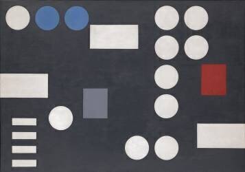 Composition avec des rectangles et des cercles sur un fond noir (Sophie Taeuber-Arp) - Muzeo.com