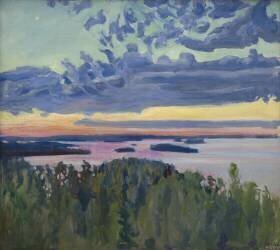 Coucher de soleil sur un lac (Akseli Gallen-Kallela) - Muzeo.com