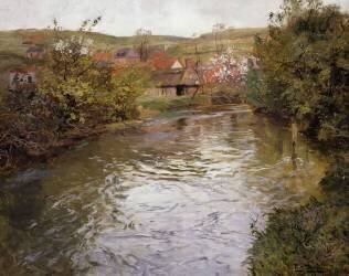 Des fermes au bord d'un ruisseau (Frits Thaulow) - Muzeo.com