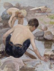 Deux garçons sur le rivage (Pekka Halonen) - Muzeo.com