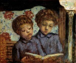 Enfants Jean et Charles Terrace Reading (Pierre Bonnard) - Muzeo.com