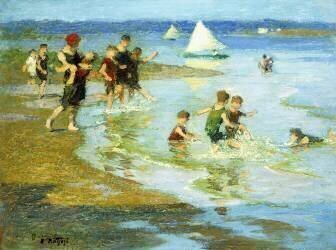 Enfants jouant sur la plage (Edward Henry Potthast) - Muzeo.com