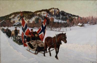 Enterrement d'un marin à la campagne en Norvège (Gustav Wentzel) - Muzeo.com