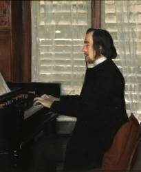 Erik Satie jouant de l'harmonium (Santiago Rusiñol) - Muzeo.com
