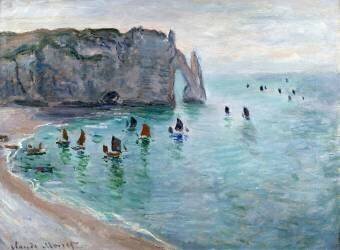 Etretat, la porte d'Aval : bateau de pêche sortant du port (Claude Monet) - Muzeo.com