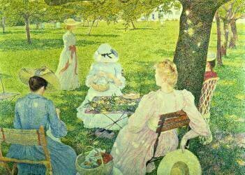 Famille dans le verger (Theo van Rysselberghe) - Muzeo.com