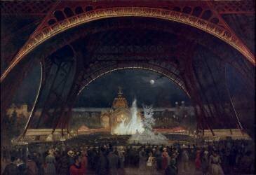 Fête de nuit à l'Exposition Universelle de 1889, sous la tour Eiffel (George Roux) - Muzeo.com